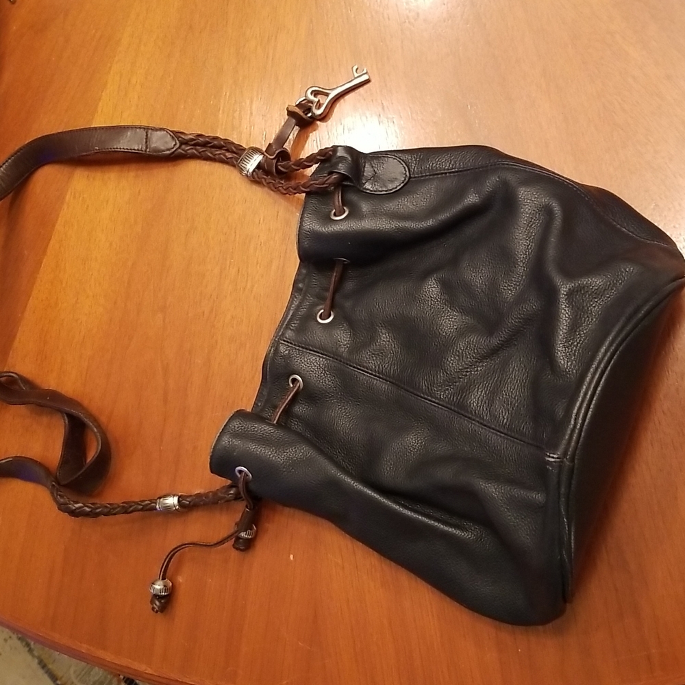 Mano leather bucket w silver accents...super SOFT leather!!